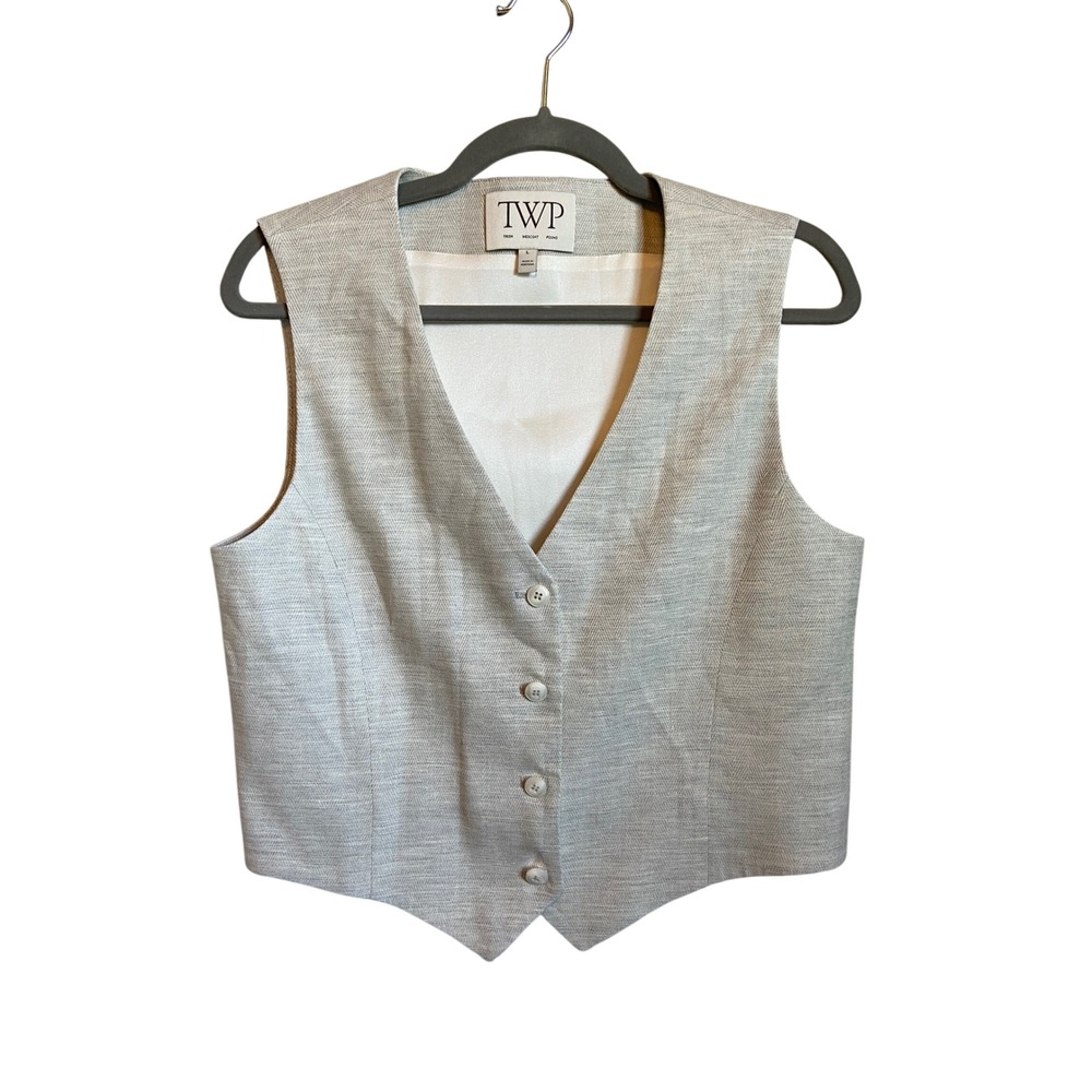 TWP Trish Wescoat Pound Vest Linen Silk Herringbone L